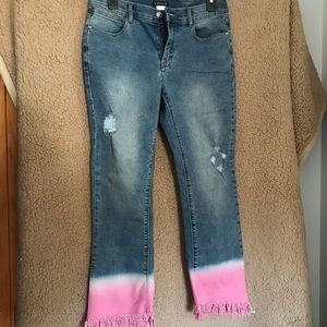 Venus Size 6 Ombre Fringe Capri Jeans